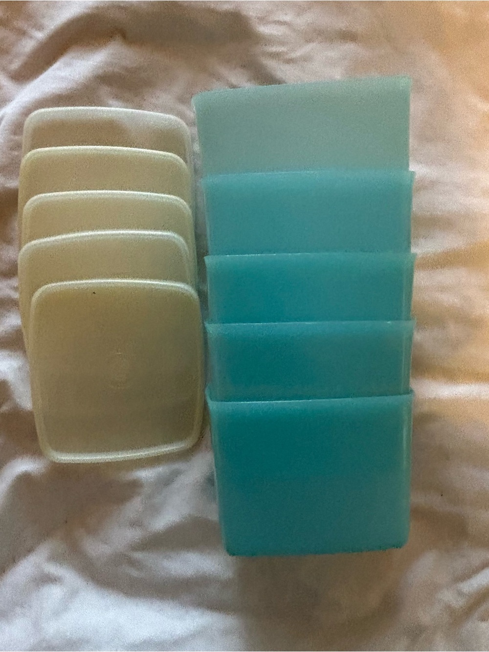 Vintage Tupperware Square Round Light Blue Food Storage Containers and Lids Set